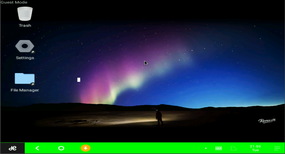 The Desktop, apologies for the green bar (VM artifact