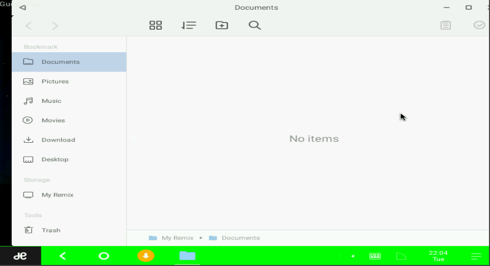 A custom-written file manager is included