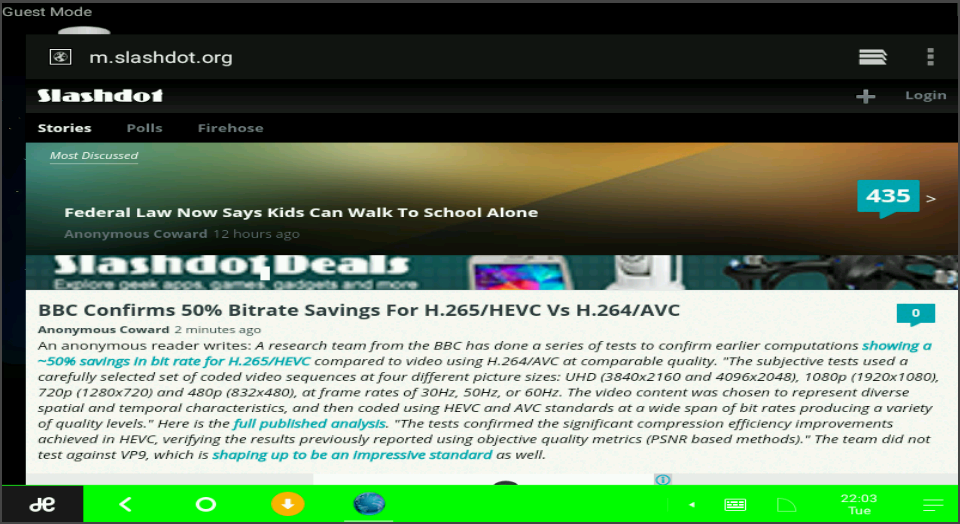 Viewing Slashdot on mobile Firefox